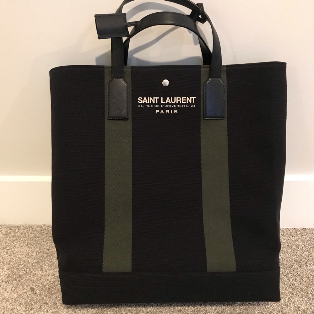 YSL black and khaki tote bag with leather - Picture 2 of 2